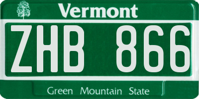 VT license plate ZHB866