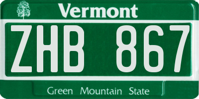 VT license plate ZHB867