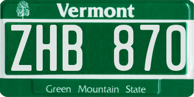 VT license plate ZHB870