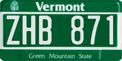 VT license plate ZHB871