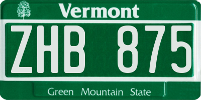 VT license plate ZHB875