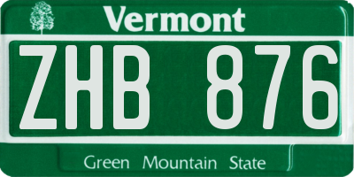 VT license plate ZHB876