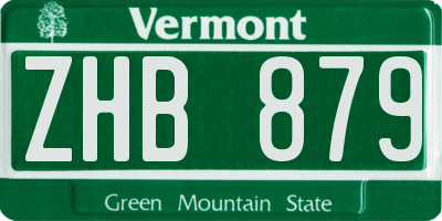 VT license plate ZHB879