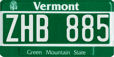 VT license plate ZHB885