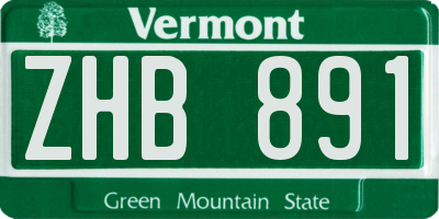 VT license plate ZHB891