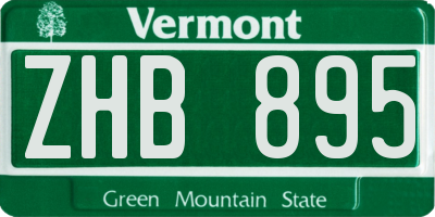 VT license plate ZHB895