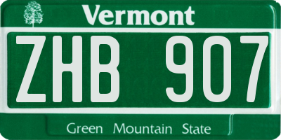 VT license plate ZHB907