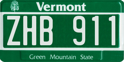 VT license plate ZHB911