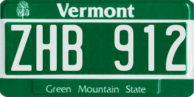 VT license plate ZHB912