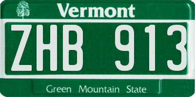 VT license plate ZHB913