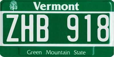 VT license plate ZHB918