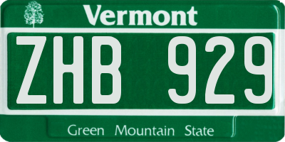 VT license plate ZHB929