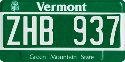VT license plate ZHB937