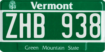 VT license plate ZHB938