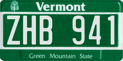 VT license plate ZHB941