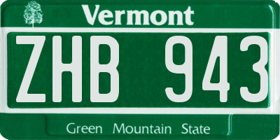 VT license plate ZHB943