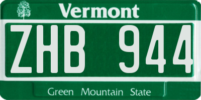 VT license plate ZHB944