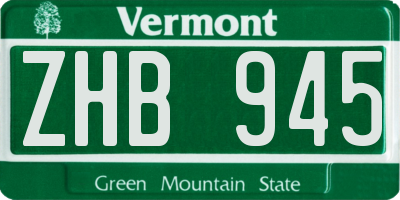 VT license plate ZHB945