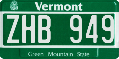 VT license plate ZHB949