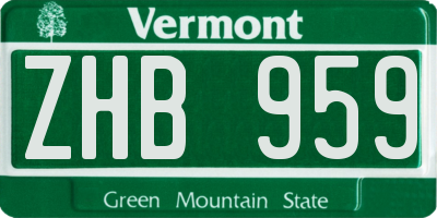 VT license plate ZHB959