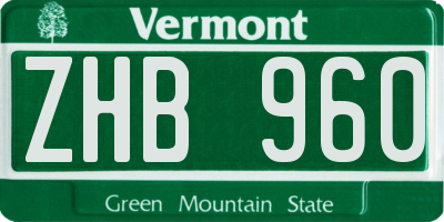 VT license plate ZHB960