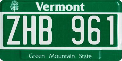 VT license plate ZHB961
