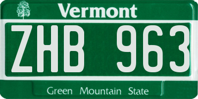 VT license plate ZHB963