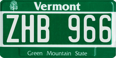 VT license plate ZHB966