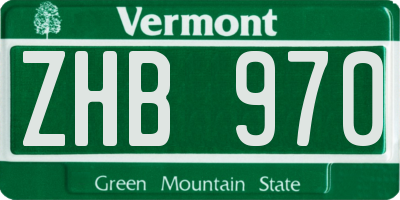 VT license plate ZHB970