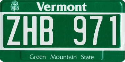 VT license plate ZHB971