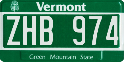 VT license plate ZHB974