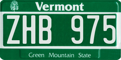 VT license plate ZHB975