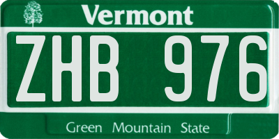 VT license plate ZHB976