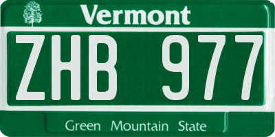 VT license plate ZHB977