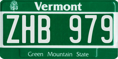VT license plate ZHB979