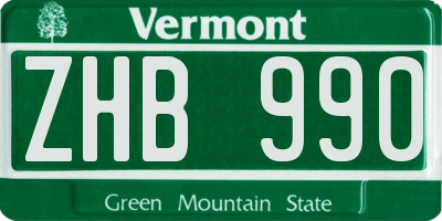 VT license plate ZHB990