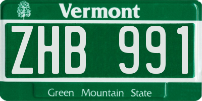 VT license plate ZHB991