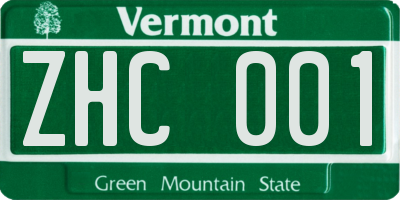 VT license plate ZHC001