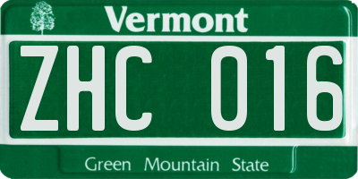 VT license plate ZHC016