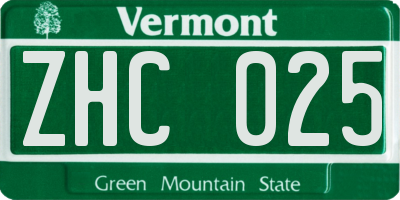 VT license plate ZHC025