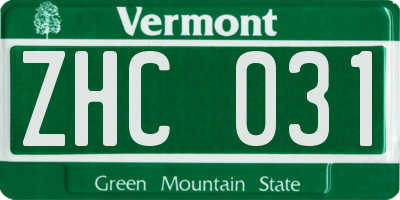 VT license plate ZHC031