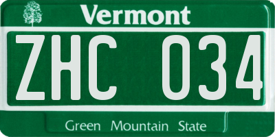 VT license plate ZHC034