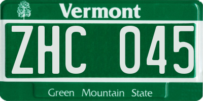 VT license plate ZHC045