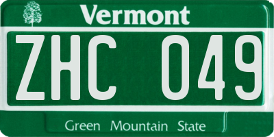 VT license plate ZHC049