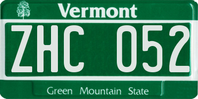 VT license plate ZHC052