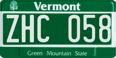 VT license plate ZHC058