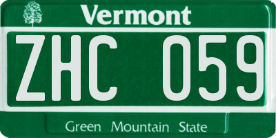 VT license plate ZHC059