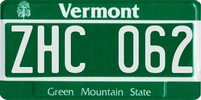 VT license plate ZHC062