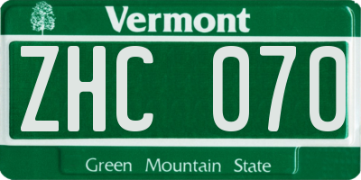 VT license plate ZHC070