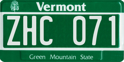 VT license plate ZHC071